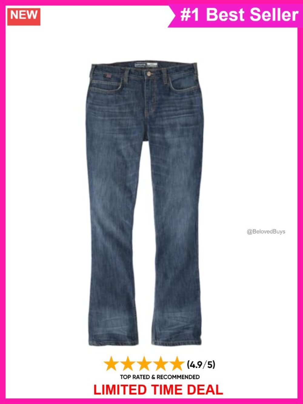 Flame Resistant High Rise Bootcut Work Jeans Performance Fit Stretch Denim